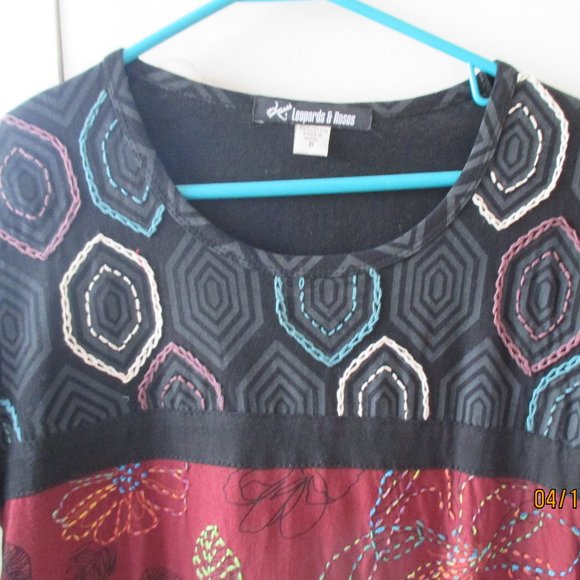 Leopards & Roses Long Sleeved Embroidered Top - Picture 2 of 7